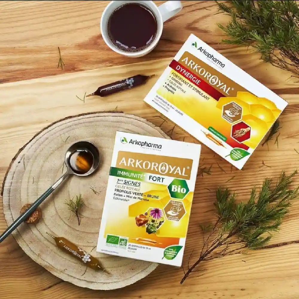 Arkoroyal Dynergie kompleks z matičnim mlečkom Arkopharma, acerolo in propolisom, ampule (20 x 10 ml)